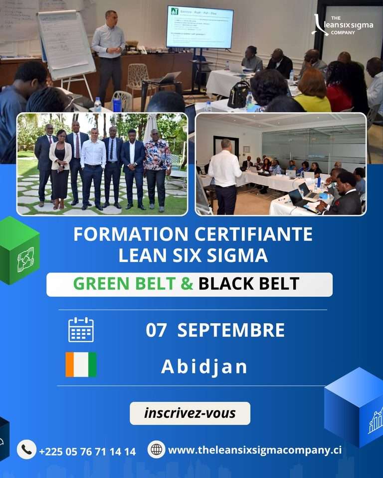 Formation Lean Six Sigma à Abidjan – Session 07 Septembre 2026 à ABIDJAN